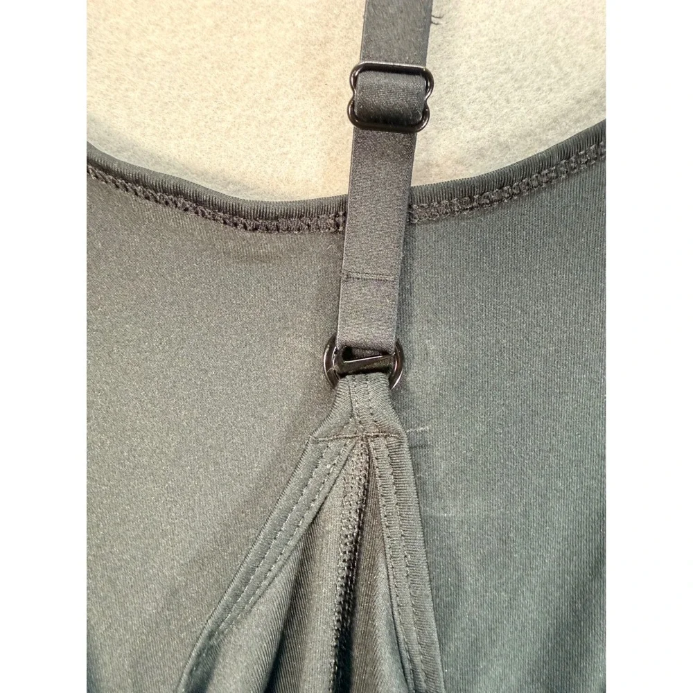 Nike Womens Black T-Back Adjustable Strap Activewear Tank Top Swoosh Logo